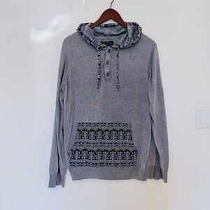 21men Gray Knit Sweater with Black Accents